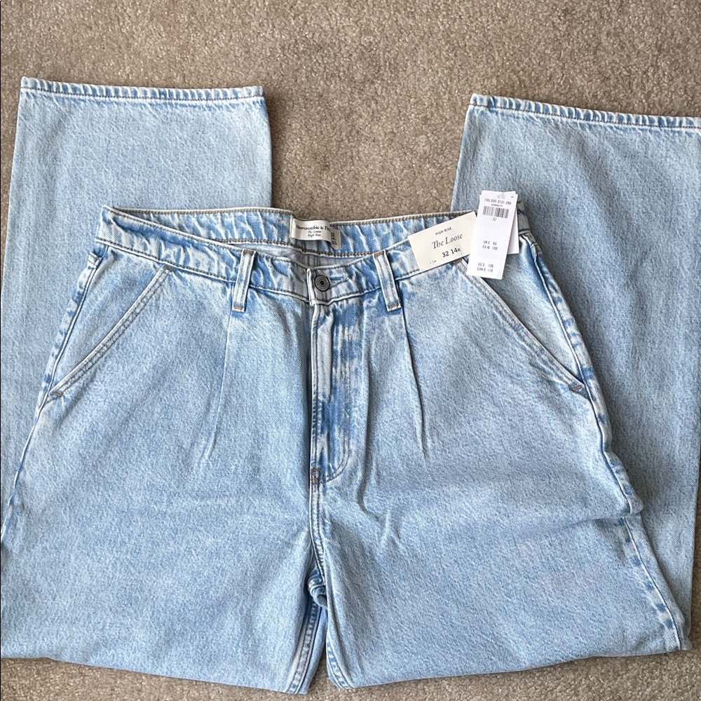 Abercrombie & Fitch Light Blue High Rise Wide Leg Jean